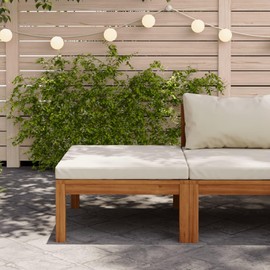 TREATLIFE HOME Enhance Relaxation with Outdoor Footrest, Solid Acacia Wood, Cream White Cushion for Ultimate Comfort, Durable Design
