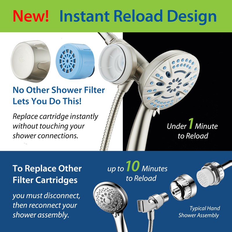AquaCare Magneton 8-setting Magnetic Docking Hand Shower with Built-in Shower