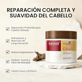 Karseell Tratamiento capilar con colágeno, reparación profunda, acondicionador, aceite de argán, colágeno para el cabello, esencia para cabello seco dañado, todo tipo de cabello, 16.90 oz, 16.9 fl oz