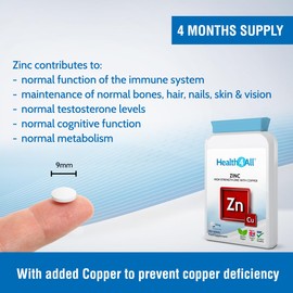 Health4All Zinc 50mg per Tablet, 180 Tablets 6 Months Supply, Zinc with Copper, High Strength Zinc Supplements for Immune Support, Skin, Hair & Nail- Immunity Supplements for Men & Women