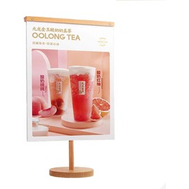 ECKEK Wood Banner Holder Table Top Banner Display Poster Stand Store Counter Display Poster Stand Advertising Display Sign Holder (Applicable poster size: A3・420×297mm/16.54×11.69inches Base size: 140×140×18mm/5.51×5.51×0.71 inches)