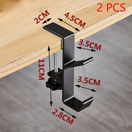 BYERUITE 2PCS Purse Hook for Table, Adjustable Heavy Duty Handbag Hanger for Desk, High-Strength Alloy Desk Hook for Bags, Umbrellas, Keys, Headphone (Black)