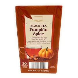 Pumpkin Spice Black Tea, Naturally Flavored with Cinnamon and Blackberry Leaf Notes, Caffeinated 20 bags 1.76oz/49g - Pack of 1