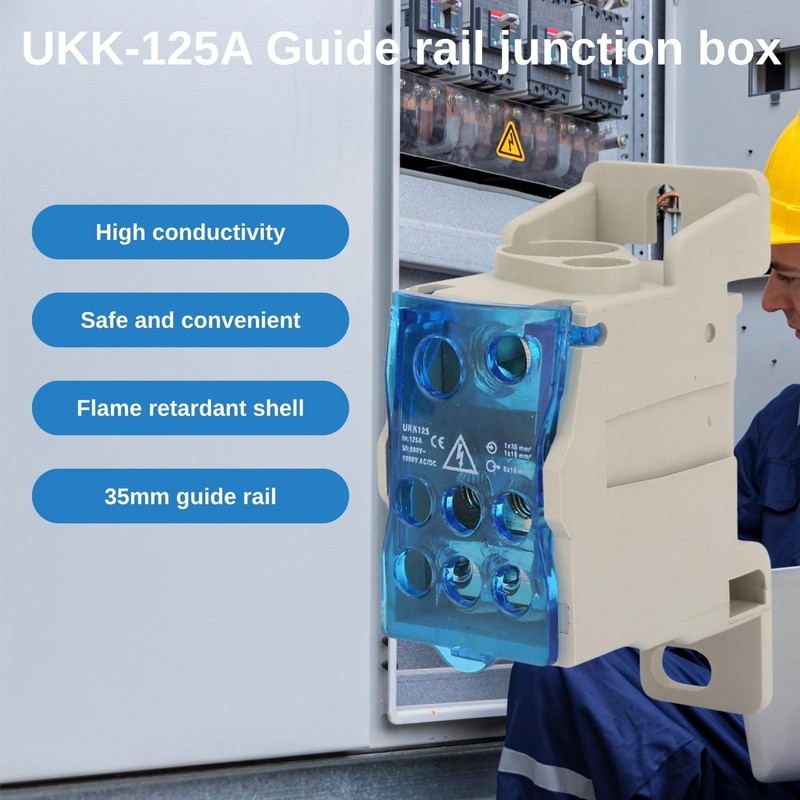 Jadeshay Junction Terminal DIN Rail Clamps UKK-125A Main Cable Junction