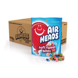 Airheads Soft Filled Bites, Halloween Trick or Treat Candy, Assorted Fruit Flavors, Individually Wrapped Bulk Candy for Adults & Kids, Stand Up Bag, Party, Pantry, 9 oz Bag (Box of 12 Bags)