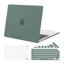 MOSISO Compatible with MacBook Air 13 inch Case 2024 2023 2022 M3 A3113 M2 A2681, Plastic Hard Shell&Keyboard Cover&Screen Protector&Dust Plugs Compatible with MacBook Air 13.6 inch Case,Emerald Green