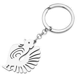 RAIDIN Stainless Steel 18k Gold Plated Hen Rooster Chicken Keychains Keyring Gifts for Women Girls Charms Keychain for Car Purse Keys (lver)