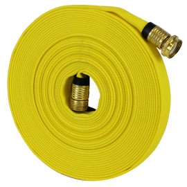 Garden Lay Flat Hose - Forestry Hose - (Garden Hose Couplings) - Service Pressure - 300 PSI - Made in the USA (3/4" x 50', White with Band)