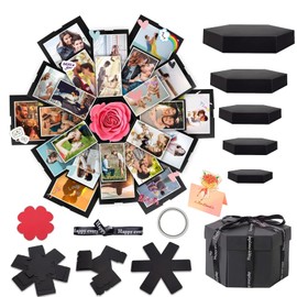 YEWCEP Surprise Box, Explosion Box, with 6 Faces, Surprise Box, Lovebox, Photo Hexagon Box for Mother's Day, Birthday, Anniversary, Wedding