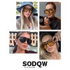 SODQW Oversized Aviator Sunglasses with Earring for Women Fashion Designer
