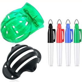 Golf Ball Markers, Golf Ball Line Drawing Marking Alignment Kits, 4 Pieces Golf Ball Marker Pen and 2 Pieces Golf Ball Alignment Tool Liner Ball Marking Clip On Par Ball Marker Alignment Aid - Black