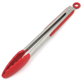 Chef Craft Premium Silicone Cooking Tongs, 12 inch, Red