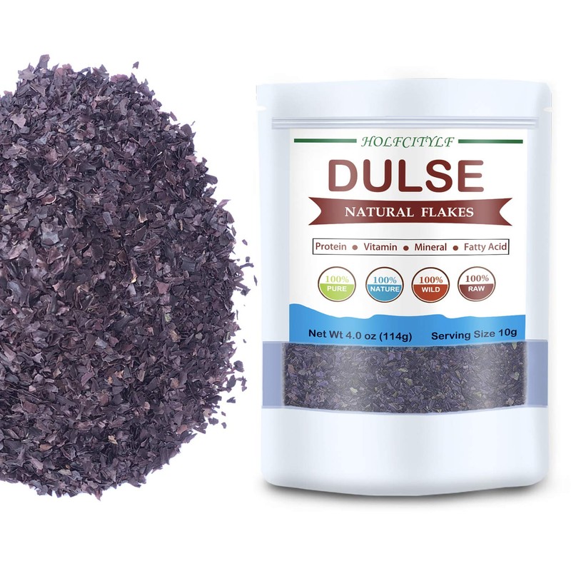 Holfcitylf Natural Dulse Flakes, 100% Pure Sea Vegetables, No GMO,