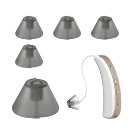 5 PCS Hearing Aid Domes Silicone Ear Tips,Universal Fit Replacement Ear Standard Receiver Tulip Domes Split Ear Rub Piece Comfortable Hearing Amplifier Kit,Perfect for Open Air (Open fit,Dark Gray）