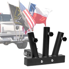 Stark USA Hitch Mount 3 Flag Pole Holder with 2-Inch Hitch, Quick Install Trailer Flag Mount, Suitable for Jeep, Trailers, Trucks, SUVs, RVs and Pickups