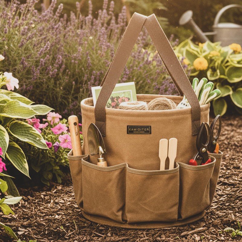 Large Capacity Collapsible 8-Gal (30L) Tool Bag with Handles, Round