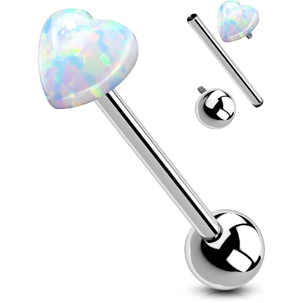OUFER Tongue Rings, G23 Solid Titanium Tongue Ring, Heart Tongue