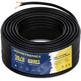 haisstronica 16/2 Low Voltage Landscape Wire 200ft - Copper Direct Burial Waterproof Cable for Landscape Lighting, Outoor Pathway Lights & Garden LED,UL Listed,UV Resistant