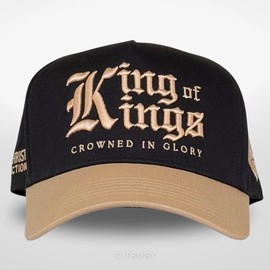 Vintage Faith & Forever Trucker Hat | Men & Women | Christian Cross God YHWH I Love Jesus Hats | Bride Bachelorette Engagement Wedding Cowboy Hat | Cotton | Snapback (King of Kings | Black + Tan)