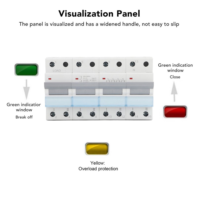 400VAC Dual Power Manual Transfer Switch DIN Rail Mount Single