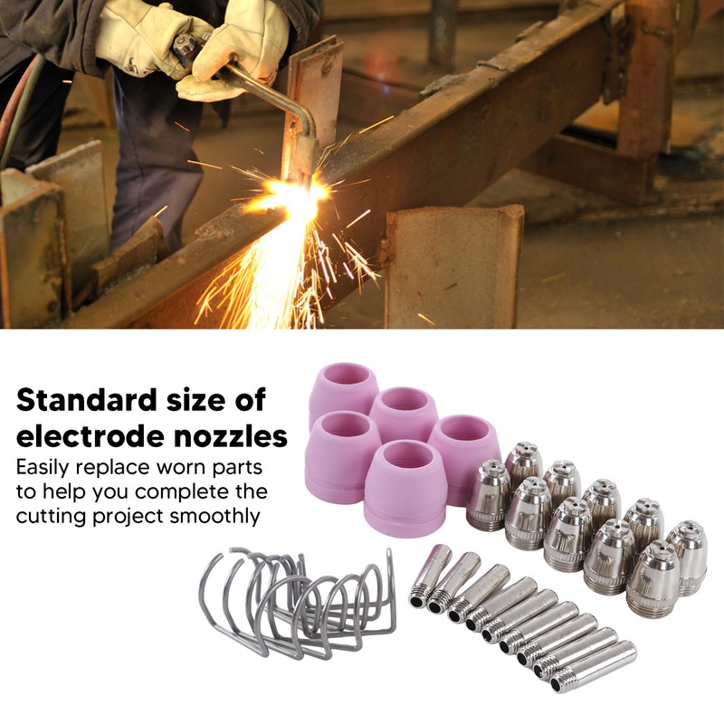 30PCS Plasma Torch Consumables ABS Easy Replacement Electrode Nozzles Cups