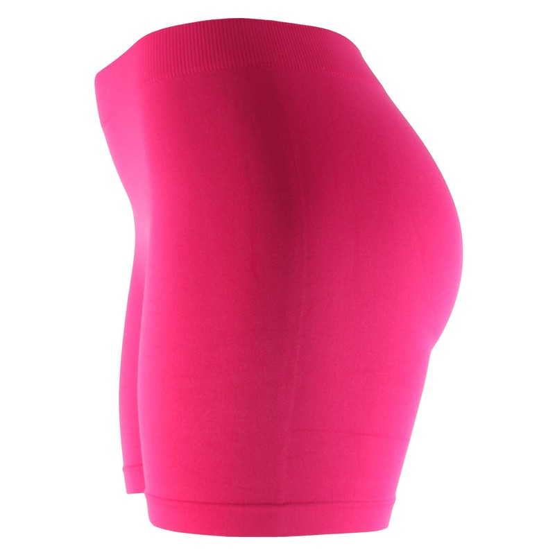Basic Solid Biker Short Spandex Yoga Leggings (12 inch, Fuchsia)
