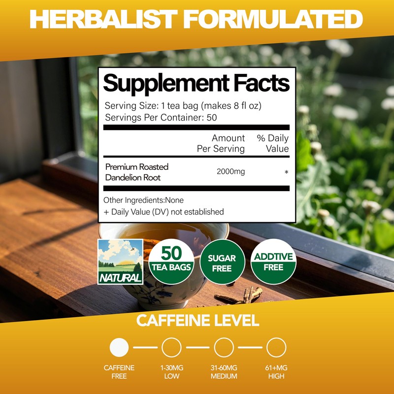 Dandelion Root Tea Bags – Herbal Tea to Warm the