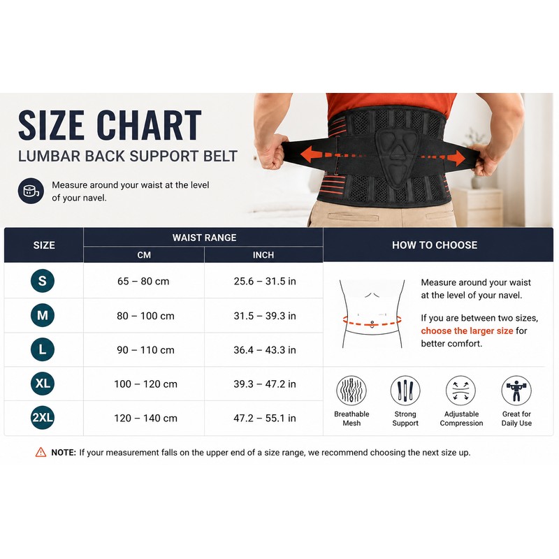 Lower Back Brace with 6 Stays - Adjustable Lumbar Support