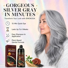 3-in-1 Hair Dye Shampoo Silver Gray - Herbal Hair Color Shampoo for Gray Hair Coverage, Semi-Permanent Natural Hair Tint Shampoo Dye for Women & Men, Color Depositing Shampoo, Champu Para Canas