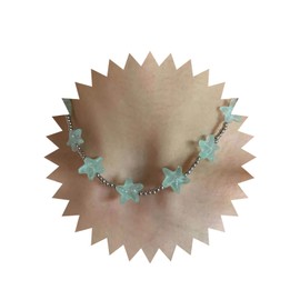 Cybche Boho Celestial Star Choker Necklace Green Star Necklace Star Bead Necklace Star Pendent Necklace Luck Star Chain Necklace Jewelry for Women