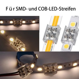 YUTOKEER 2-Pin 8mm Strip-to-Strip LED Connector for 5050, 3528, COB, and SMD Single Color LED Strips - Solderless Middle Strip Connector, 12-Pack