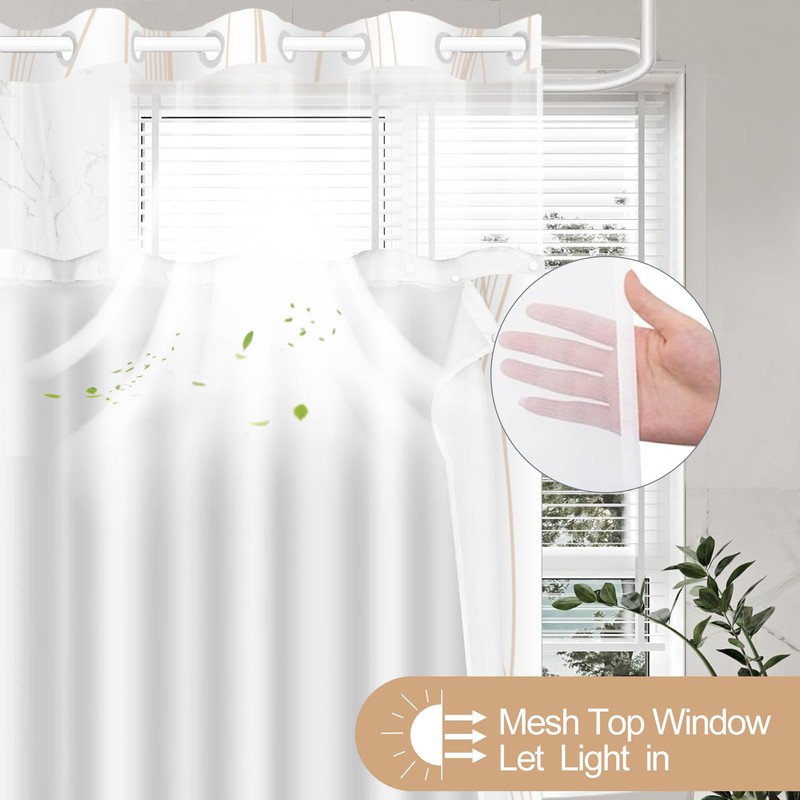 TWLSNCD Extra Long No Hook Shower Curtain and Liner Set,