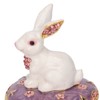 Rabbit Trinket Box Vintage Metal Enamel Antique Floral Engraving Pattern