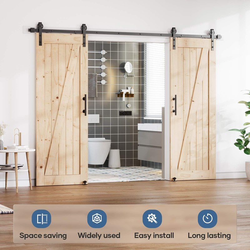EaseLife 10FT Double Door Sliding Barn Door Hardware Track Kit