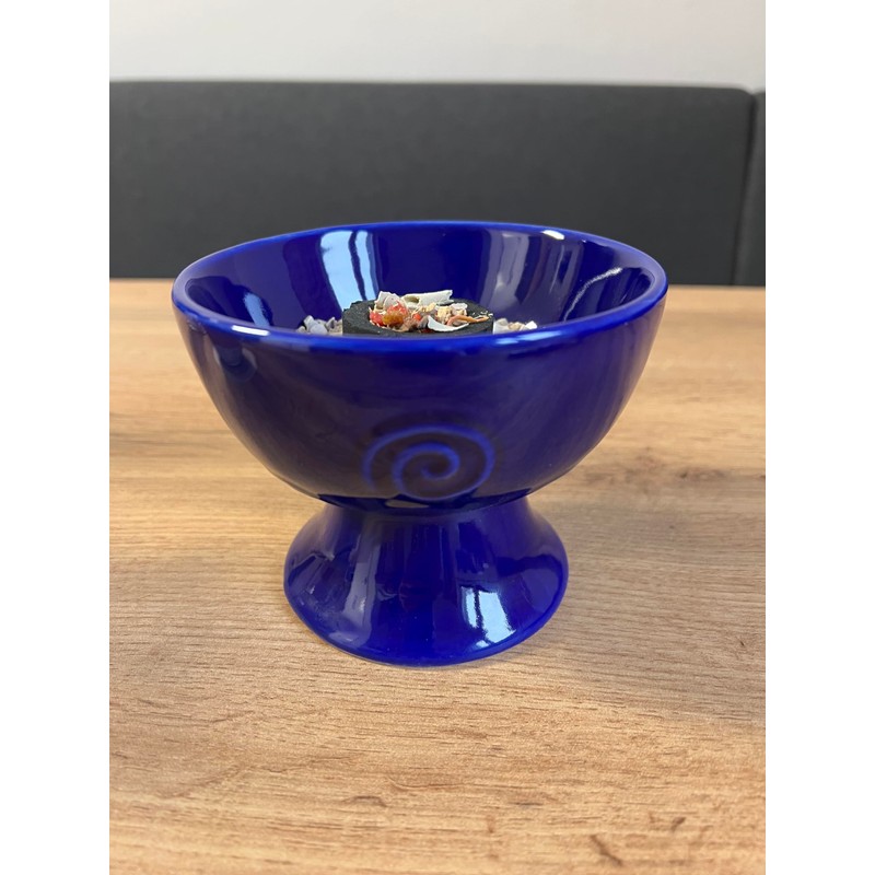 Helena Incense Goblet Blue Ceramic Incense Burner Height 9 cm