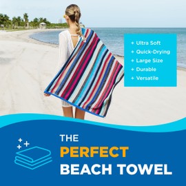 Kaufman Colored Classic Multi-Color Stripe Towel - Oversized Towel for Beach & Pool - Soft & Absorbent Towels for Versatile Use - Large Cotton Towel for Adults & Kids 30" x 60" - 24 Pack