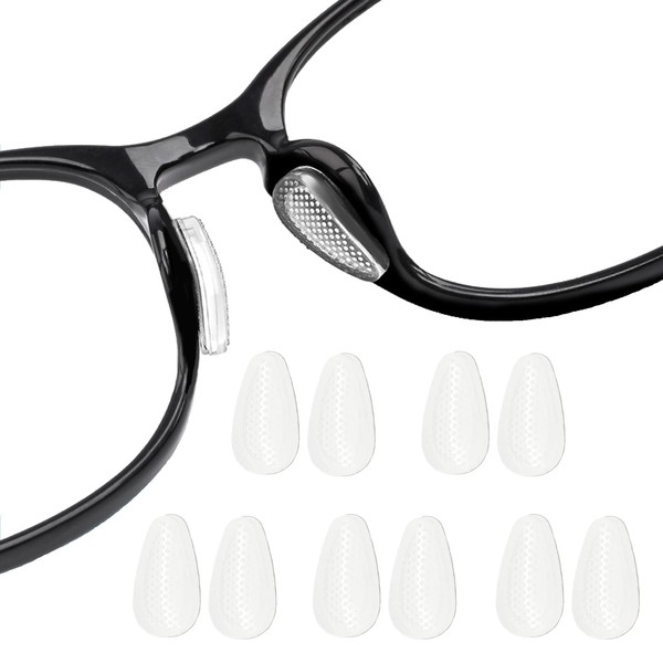 UPIONIC-Almohadillas nasales para gafas, almohadillas adhesivas antideslizantes para la nariz, almohadillas nasales de cámara de aire de silicona suave para gafas de sol (transparente, 5 pares)