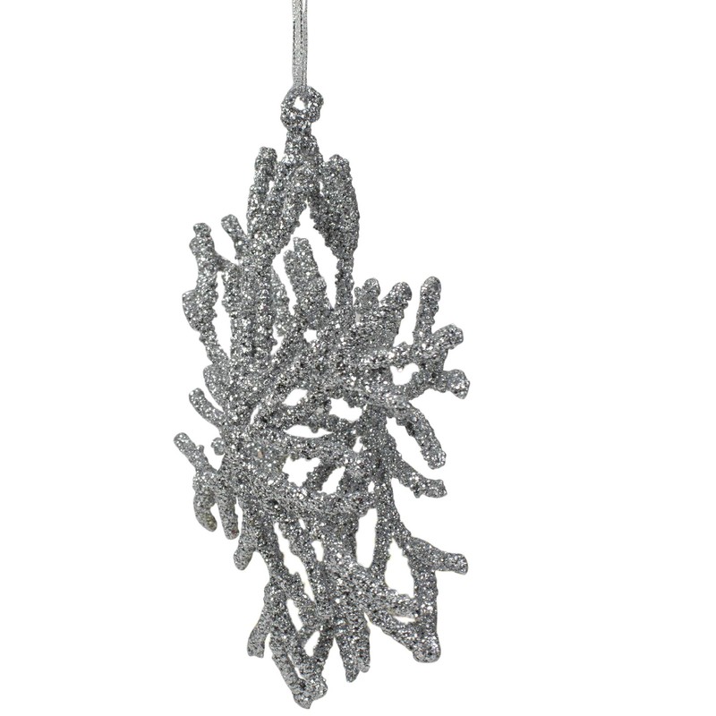 7.5" Silver Glitter Snowflake Christmas Ornament