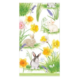 Caspari Bunnies and Daffodils Paper Guest Towel Napkins, Two Packs of 15