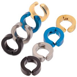 Tienyuu 8-Piece Non-Piercing Ear Clips – Stainless Steel Fake Ear Hoops for Men and Women, 4 Colors