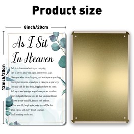 QYAYIK Inspirational Decor - As I Sit In Heaven Christian Gifts Bible Verse Wall Art Scripture Tin Sign for Modern Home Office Bathroom Bedroom Wall Art Decoration 8 x 12 Inches