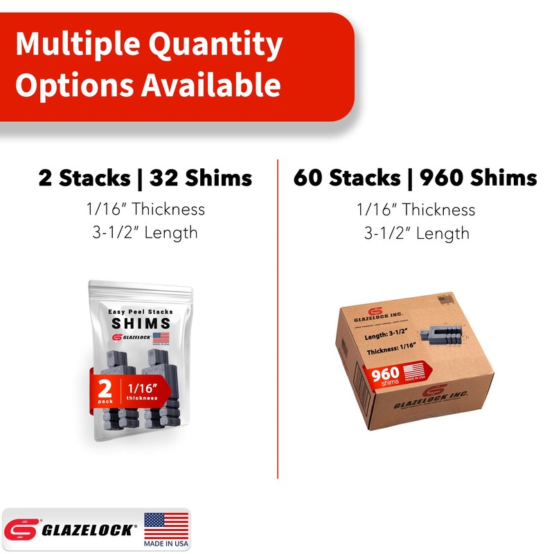 Glazelock Plastic Peel Away Stackable Shims for Leveling 32 Pieces