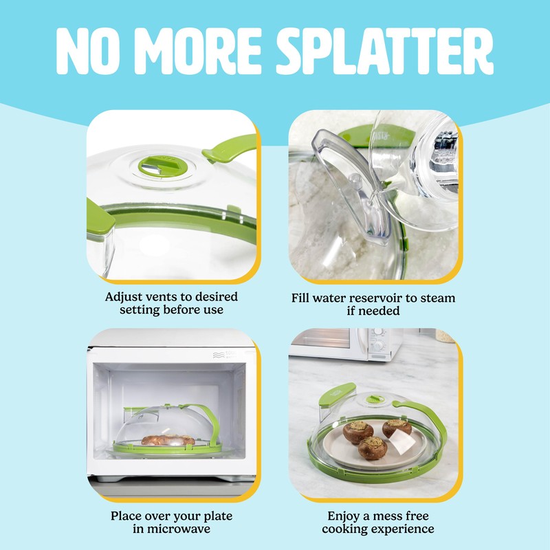 Tasty Microwave Splatter Cover with Built in Water Steamer &