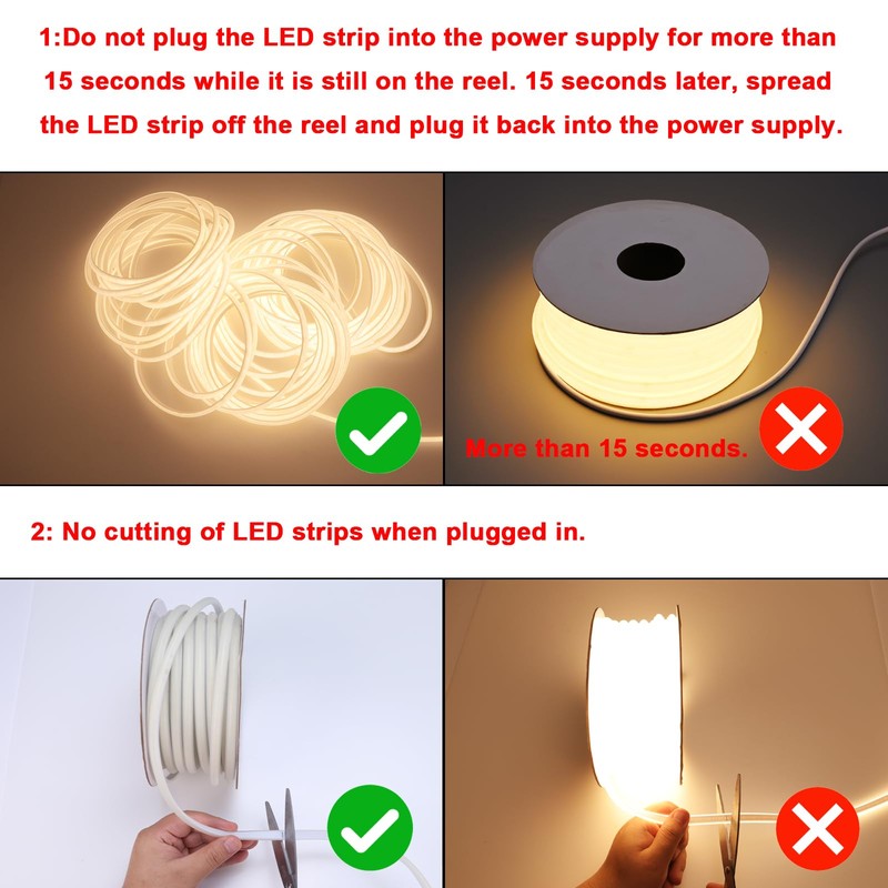 BENLUN AC 110V COB LED Strip Lights Outdoor Waterproof 65.6ft,
