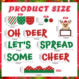 Containlol 64 Pcs Christmas Bulletin Board Set Christmas Elk Classroom Bulletin Board Xmas Elk Paper Cutouts with Boarders for Winter Holiday Party Supplies Chalkboard School Classroom Decor