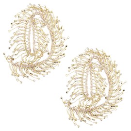 2 Yard Rhinestone Fringe Trim, Bling Rhinestone Tassel Chain Diamond Trim Ribbon Glitter Crystal Tassel Trim Sparkle Diamond Fringe Belt for Wedding Party Clothing DIY Crafts (2pcs Golden)