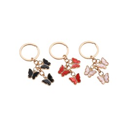 Fuqimanman2020 1~3 Pcs Butterfly Charms Keychain Cute Acrylic Crystal Butterfly Chain Tassel Keyring Purse Bag Accessories(3Pcs B)