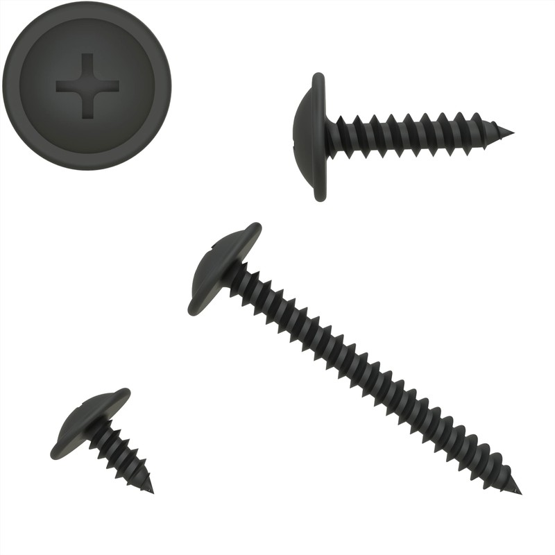 Phillips Flat Head Self-Tapping Screws with Disc, Black, Galvanised