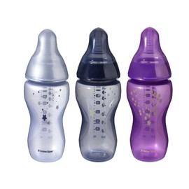 Tommee Tippee Closer to Nature® Baby Bottles, Breast-Like Teat with Anti-Colic Valve, 260ml, Pack of 3, Midnight Skies