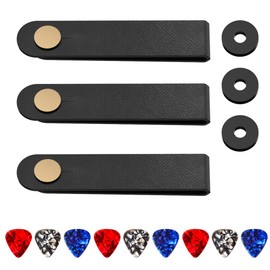 Guitar Neck Strap Button and Guitar Strap Locks, Guitar Picks, Acoustic Guitar Strap Lock Adapter Leather Guitar Strap Button for Bass Guitars Ukulele Straps (Black, 3 Suit)